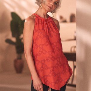 MELANIE LYNE:  Chain Print Sleeveless Blouse - red